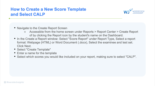 How to Create a New CALP Score Template 