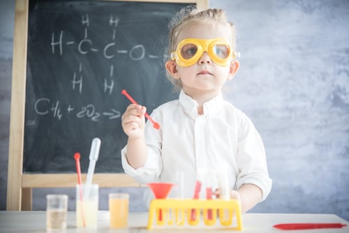 early childhood learner acting as a scientist during play-based learning